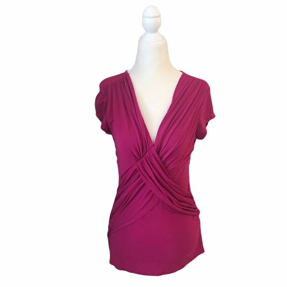 B’leev Fuchsia Criss Cross V-Neck Top - Picture 4 of 12
